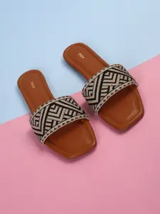 max Printed Open Toe Flats