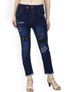 A-Okay Girls Slim Fit Comfort Cotton Light Fade Embroidered Jeans