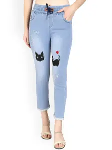 A-Okay Girls Comfort Embroidered Cotton Jogger Jeans