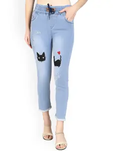 A-Okay Girls Slim Fit Mid-Rise Embroidered Clean Look Stretchable Cropped Jeans