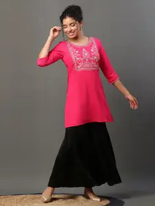 AURELIA Ethnic Motifs Embroidered Zari A Line Kurti