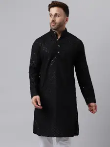 hangup trend Floral Embroidered Sequinned Straight Kurta