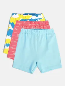 MINI KLUB Infants Boys Pack Of 3 Abstract Printed Mid Rise Cotton Regular Shorts