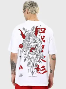 Bewakoof Naruto Printed Drop-Shoulder Sleeves Oversized Cotton T-shirt