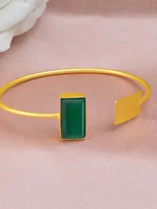 ZURII Brass Gold-Plated Stones Cuff Bracelet