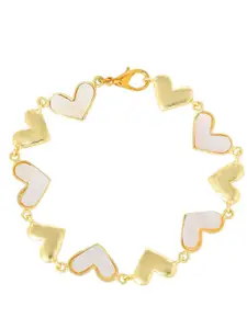 ZURII Gold-Plated Heart-Shaped Brass Link Bracelet