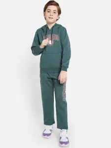 Octave Boys Typography Printed Fleece Hooded Tracksuits