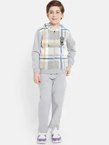 Octave Boys Checked Hooded Fleece Sports Tracksuit