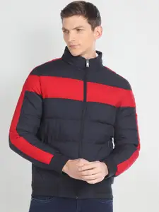 Arrow Sport Colourblocked Mock Collar Puffer Jacket