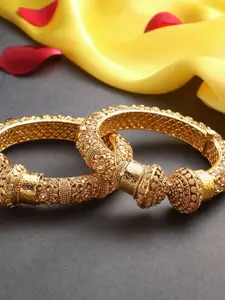AccessHer Set Of 2 Gold-Plated Screw Bangles
