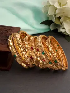 AccessHer Set Of 6 Gold-Plated Stones-Studded Bangles