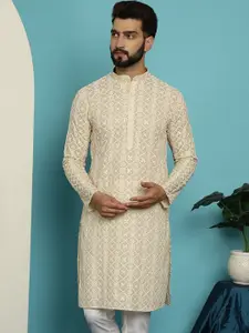 SOJANYA Floral Embroidered Sequined Pure Cotton Kurta