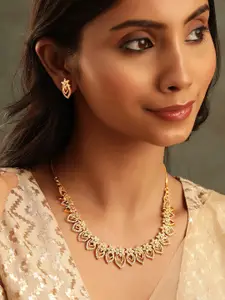 Rubans 22K Gold-Plated Kemp Crystal Floral Necklace Set