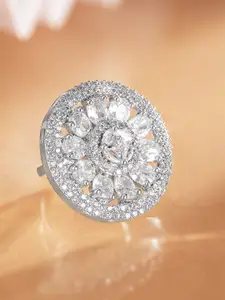 Rubans Rhodium Plated Adjustable Finger Ring