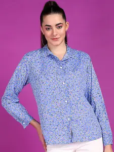 Popwings Smart Floral Printed Crepe Casual Shirt