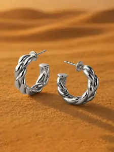 Rubans Voguish Silver-Plated Classic Half Hoop Earrings