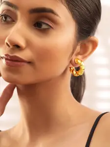 Rubans Voguish Gold-Plated Hoop Earrings