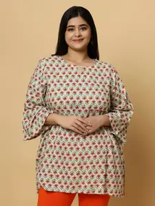 Sztori Plus Size Ethnic Motifs Printed Pure Cotton Straight Short Kurti