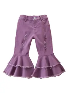 StyleCast Girls Purple Mid Rise Mildly Distressed Flared Jeans