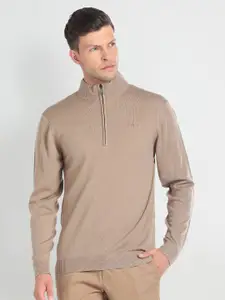 Arrow Mock Collar Acrylic Wool Pullover