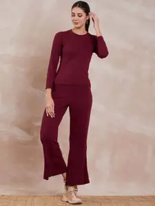 all about you Ribbed Round Neck Top With Trousers