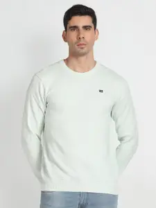 Arrow Sport Round Neck Self Design Pure Cotton Pullover Sweater