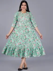 KALINI Floral Printed Fit & Flare Ethnic Dress