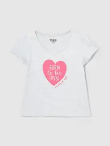 max Infant Girls Typography Printed Pure Cotton T-shirt