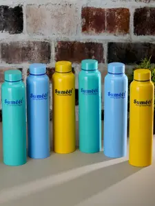 Sumeet Blue & Yellow 6 Pieces Stainless Steel Water Bottle 1L Each