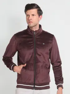 Arrow Sport Striped Mock Collar Long Sleeve Zip Detail Bomber Jacket