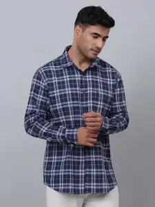 Cantabil Comfort Tartan Checked Spread Collar Long Sleeve Pocket Cotton Casual Shirt