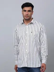 Cantabil Comfort Vertical Striped Spread Collar Long Sleeve Cotton Casual Shirt