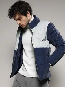 Campus Sutra Colourblocked Mock Collar Windcheater Padded Jacket
