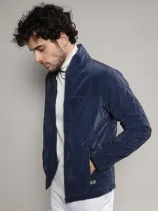 Campus Sutra Navy Blue Windcheater Biker Jacket
