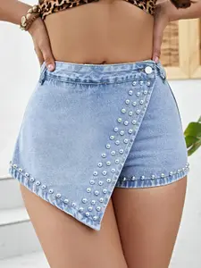 LULU & SKY Straight Mini Denim Skorts