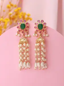 Saraf RS Jewellery Gold Plated Floral Jhumkas