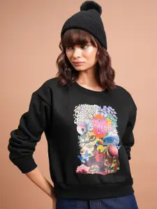 Tokyo Talkies Graphic Printed Round Neck Pullover