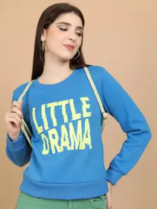 Tokyo Talkies Blue Typography Printed Sweatshirt