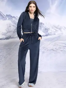 Tokyo Talkies Hooded Tube Top with Sweatshirt And Cargo Wide Leg Pant Co-Ords