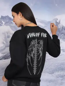 Tokyo Talkies Black Printed Pullover Sweatshirt