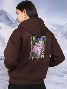 Tokyo Talkies Graphic Printed Hooded Oversized Pullover Sweatshirt