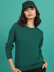 Tokyo Talkies Green Self Design Pullover
