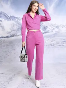 Tokyo Talkies Suede Crop Top With Trousers