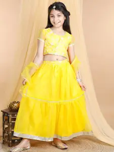 Cutiekins Girls Floral Embroidered Gotta Patti Ready to Wear Lehenga Choli