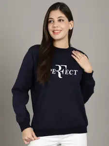 GRACIT Typography Printed Fleece Sweatshirt