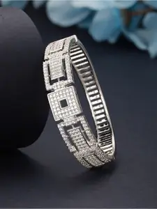 Saraf RS Jewellery Women Silver-Plated Cubic Zirconia Kada Bracelet