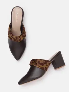 Allen Solly Animal Print Detail Block Heel Mules