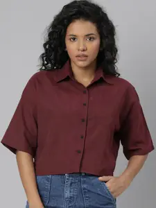 SHOWOFF Standard Drop-Shoulder Sleeves Cotton Boxy Casual Shirt