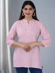 BAESD Striped Mandarin Collar Shirt Style Top