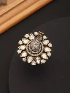 Saraf RS Jewellery Gold-Plated AD-Studded Adjustable Ring